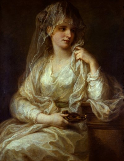 Vestal Bakire Olarak Bir Hanımefendinin Portresi - Angelika (Angelica) Kauffmann (1741-1807) tarafından tablo, tuval üzerine yağlı boya by Angelica Kauffmann