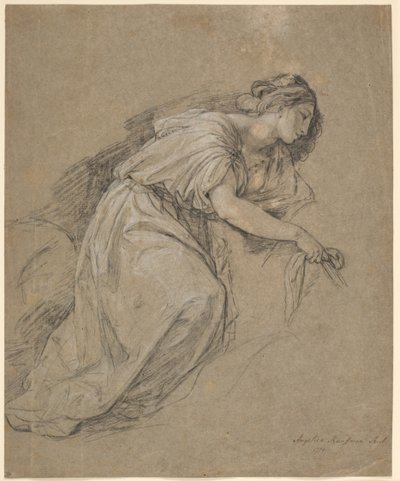 Profilde diz çökmüş bir kadının hayatından çalışma by Angelica Kauffmann