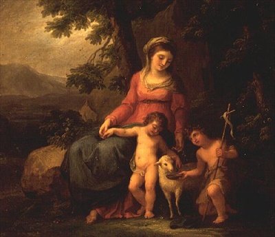 Bakire Meryem, İsa Çocuğu ve Vaftizci Yahya ile by Angelica Kauffmann