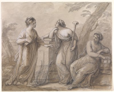 Konuşmada üç muses by Angelica Kauffmann