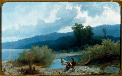 Göl Manzarası (Göl Manzarası) Tablo Angelo Beccaria (1820-1897) 1862 Soluk 55,5x90,3 cm Genler, Galleria d