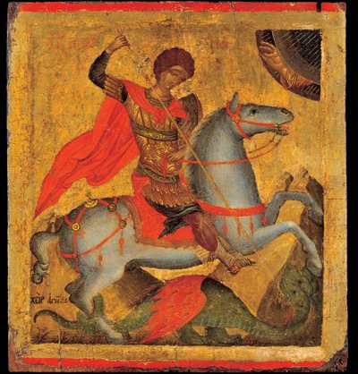 Akotandos, Angelos (aktif yaklaşık 1425-1460) Aziz George ve Dragon Tempera panelde yaklaşık 1440-1460 Benaki Müzesi, Atina 40,8x37,5 by Angelos Akotantos