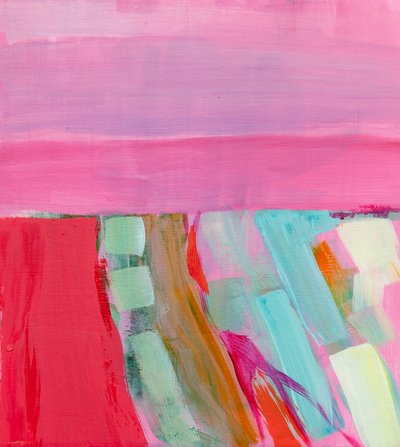 Yaz Buğday Tarlaları (akşam), 2012, ahşap üzerine akrilik by Angie Kenber
