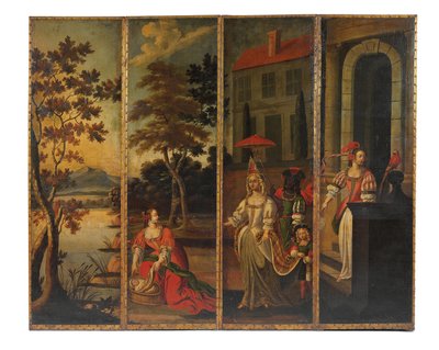 Dört katlı çift taraflı ekran, c.1700 by Anglo Flemish School