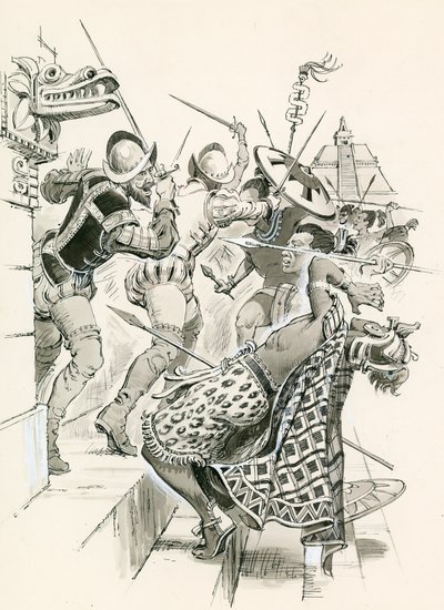 Cortes bir Aztek saldırısına direniyor by Angus McBride