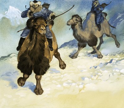 Deve üzerindeki Moğol savaşçıları by Angus McBride