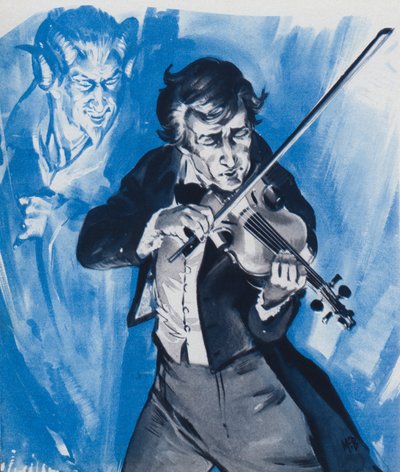 Nicolo Paganini - ruhunu şeytana mı sattı (renkli taş baskı) by Angus McBride