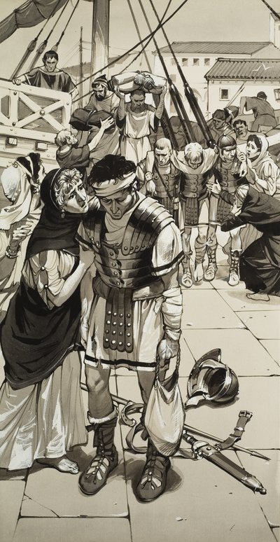 Roma Bozgunu (kağıt üzerine guaj) by Angus McBride
