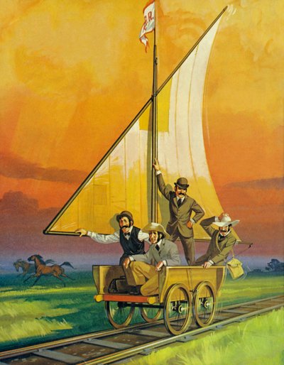 Yelkenli Araba (renkli taş baskı) by Angus McBride