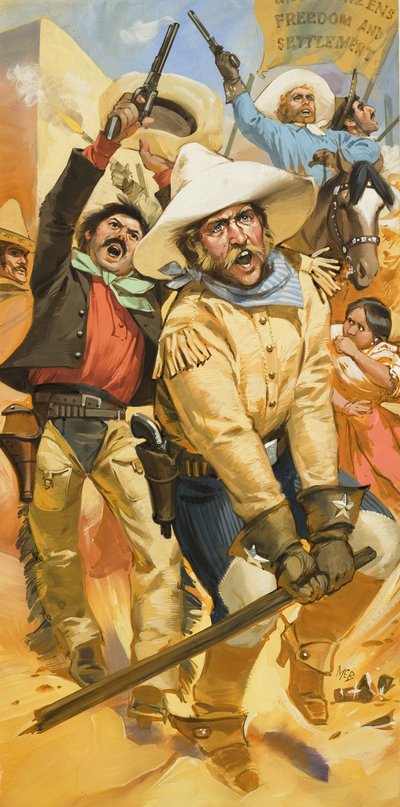 Trouble in Texas (kağıt üzerine guaj) by Angus McBride