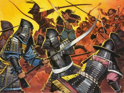 Savaştaki kimliği belirsiz Japon savaşçılar by Angus McBride