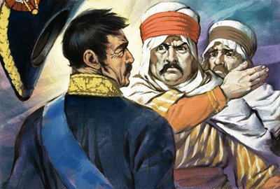 Orta Doğu veya Kuzey Afrika kıyafetli kimliği belirsiz bir adam başka bir adamı tokatlıyor by Angus McBride