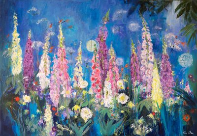 Foxgloves ve Alliums, 2019 (Akrilik) by Ann Oram