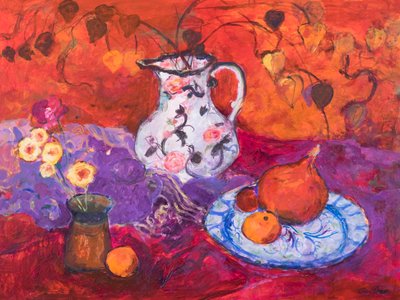 Çin Feneri ile Kırmızı Natürmort by Ann Oram