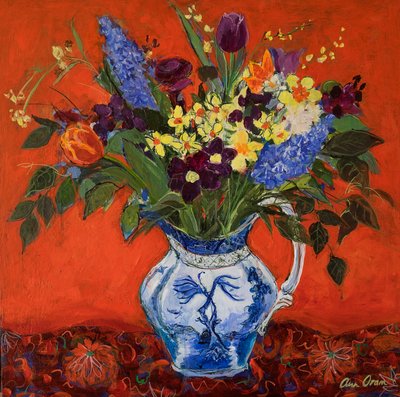Kırmızı Bahar Çiçekleri, 2017 (Akrilik) by Ann Oram