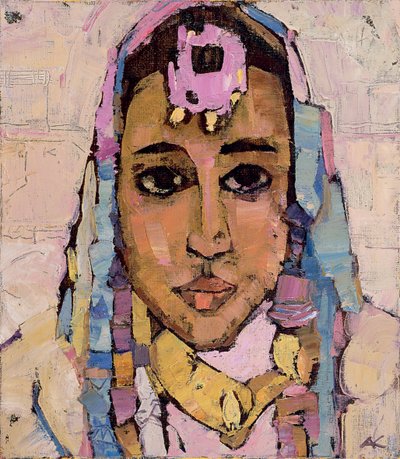 Beyazlı Bir Kadının Portresi by Anna Contemporary Artist Kostenko