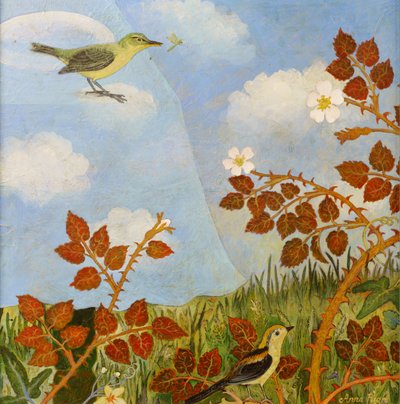 Bulut üzerindeki kuşlar, 2023 (akrilik) by Anna Pugh