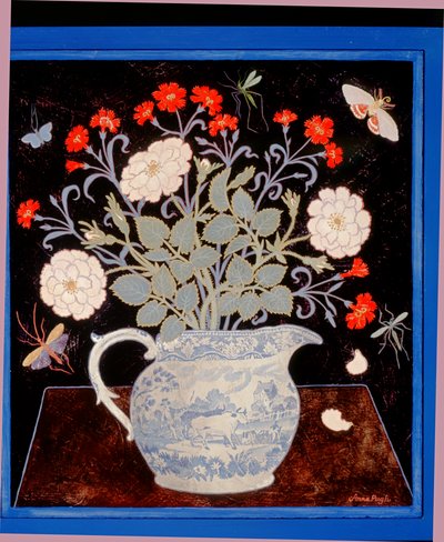 Mavi Sürahi ve Kırmızı Pembeler by Anna Pugh