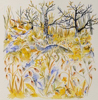 Tilki Ormanda, 2023 (suluboya) by Anna Pugh