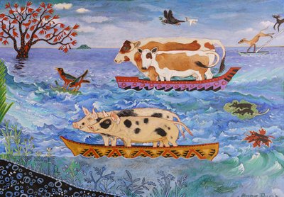 Off the Ark, 2018 (akrilik) by Anna Pugh