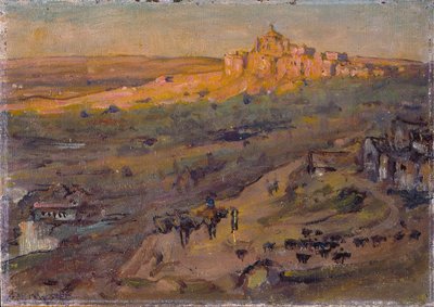 Toledo İspanya, Öğleden Sonra Güneşi (katmanlı panoya monte edilmiş tuval üzerine yağlı boya) by Anna Richards Brewster
