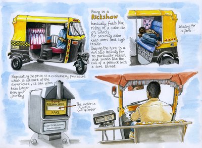 Rickshaw, 2019 (suluboya ve kalem) by Annalisa Morrocco
