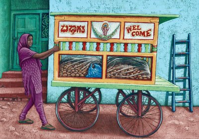Sokak satıcısı, Hindistan, 2019 (guaj) by Annalisa Morrocco