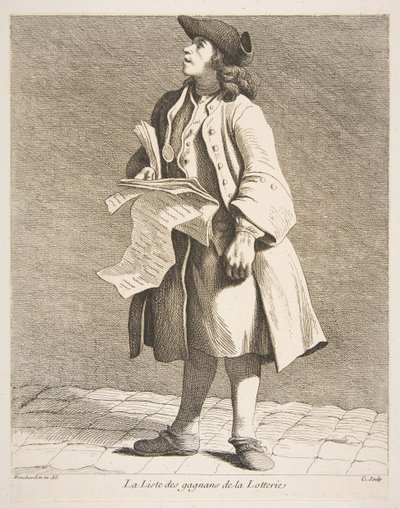 Piyango Kazananlarının Okunması, 1746. by Anne Claude Philippe de Caylus