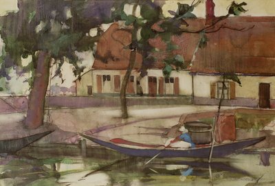 Kanalda Tekne, Fransız Köyü by Anne Redpath