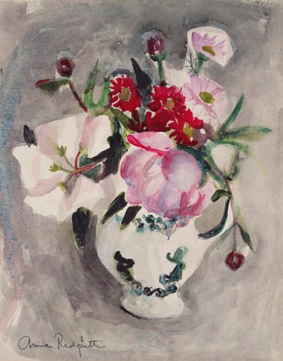 Çiçekler, 1955 dolayları (kağıt üzerine suluboya) by Anne Redpath