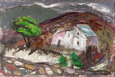 San Martino di Lota Vadisi, Korsika, 1950-60 dolayları (gemide petrol) by Anne Redpath
