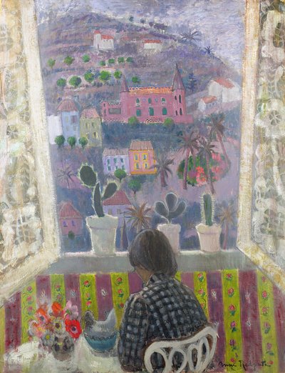 Menton'da Pencere (tuval üzerine yağlıboya) by Anne Redpath