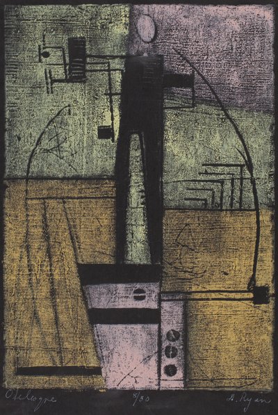 Obelisque (renkli gravür baskı) by Anne Ryan