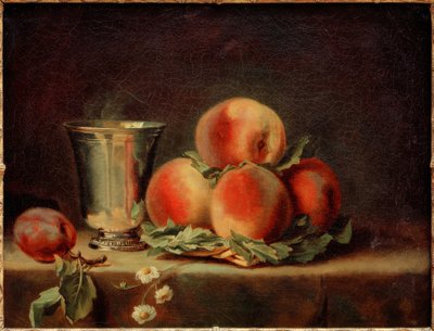 Şeftali ve gümüş bardak by Anne Vallayer Coster