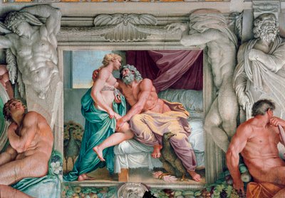 Annibale Carracci (Annibal Carrache) (1560-1609) tarafından Jüpiter ve Juno Fresco. 1597-1600 Roma, Palazzo Farnese by Annibale Carracci