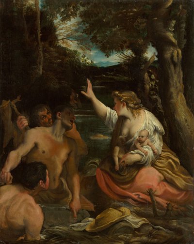 Latona ve Likya Köylüleri Çocuklarını Koruyan Latona, 1585. by Annibale Carracci