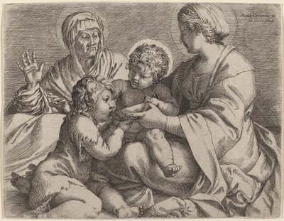 Aziz Elizabeth ve Vaftizci Yahya ile Madonna ve Çocuk (La Madonna della Scodella) by Annibale Carracci