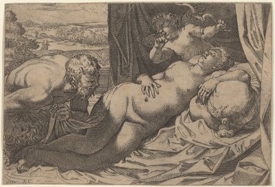 Venüs ve bir Satyr by Annibale Carracci