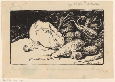 Bir havuç kemiren tavşan by Anny Leusink (signed by artist)