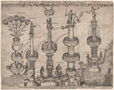Doğa ve insan doğası üzerine alegori (mikro kozmos) Figurata Meditatio Microcosmi (nesnenin başlığı) by Anonymous