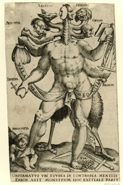 Alegorik beş başlı canavar by Anonymous