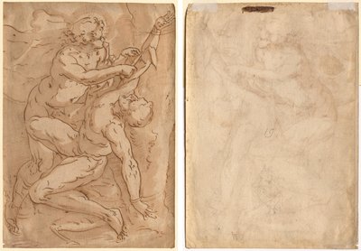 Apollo Flaying Marsyas (rekto) Bir Anne ve Çocuğun İki Eskizi (verso) by Anonymous