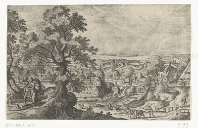 Apollon genç bir kadınla yürüyor Mitolojik ve İncil sahneleri içeren manzaralar (dizi adı) by Anonymous