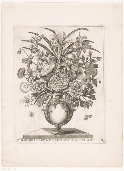 Vaas içinde Bloemen halffiguren bir araya geldi FLORİ(LER) RESMİ BİZE HIZLI UÇUŞU HATIRLATIYOR (nesne üzerindeki başlık) by Anonymous