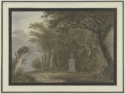 Salomon Gessner anıtı ile orman manzarası by Anonymous