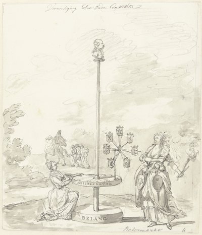 Eski Meşrutiyetin Yıkılışı, Tereyağı Pazarı Dekorasyonu, 1795 Eski Anayasa / Tereyağı Pazarının Yıkımı (nesnedeki başlık) by Anonymous