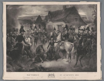 Orange Prensi'nin (daha sonra Kral Willem II) yaralı atının Boutersem savaşı sırasında değiştirilmesi, 12 Ağustos 1831 Bautersem 12 Ağustos 1831 (nesnedeki başlık) by Anonymous