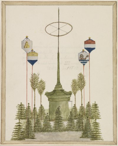 Middelburg'daki Grote Markt'taki Pomp'un etrafındaki dekorasyon, HM Kral Willem III'ün 21 Mayıs 1862'de o şehre varması üzerine (nesne üzerindeki başlık) by Anonymous