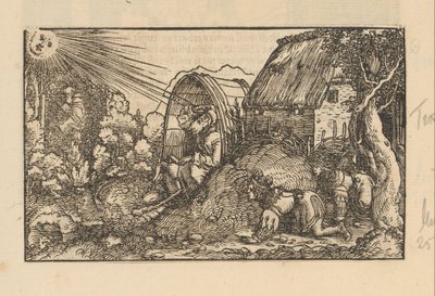 Namlusunda Diogenes ve taçlı iki genç adam by Anonymous