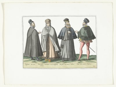 Yabancı Moda Giyinmiş Üç Erkek ve Bir Kadın, yaklaşık 1580 Modes étrangères (nesne üzerindeki başlık) by Anonymous